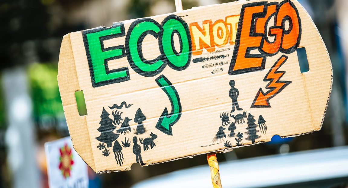 eco not ego placard